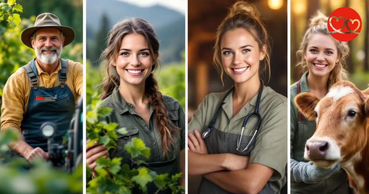 Landwirt, Winzerin, Forstwirt und Tierärztin — Berufe vom Land und Partnersuche für Agrarprofis auf FarmerSingles
