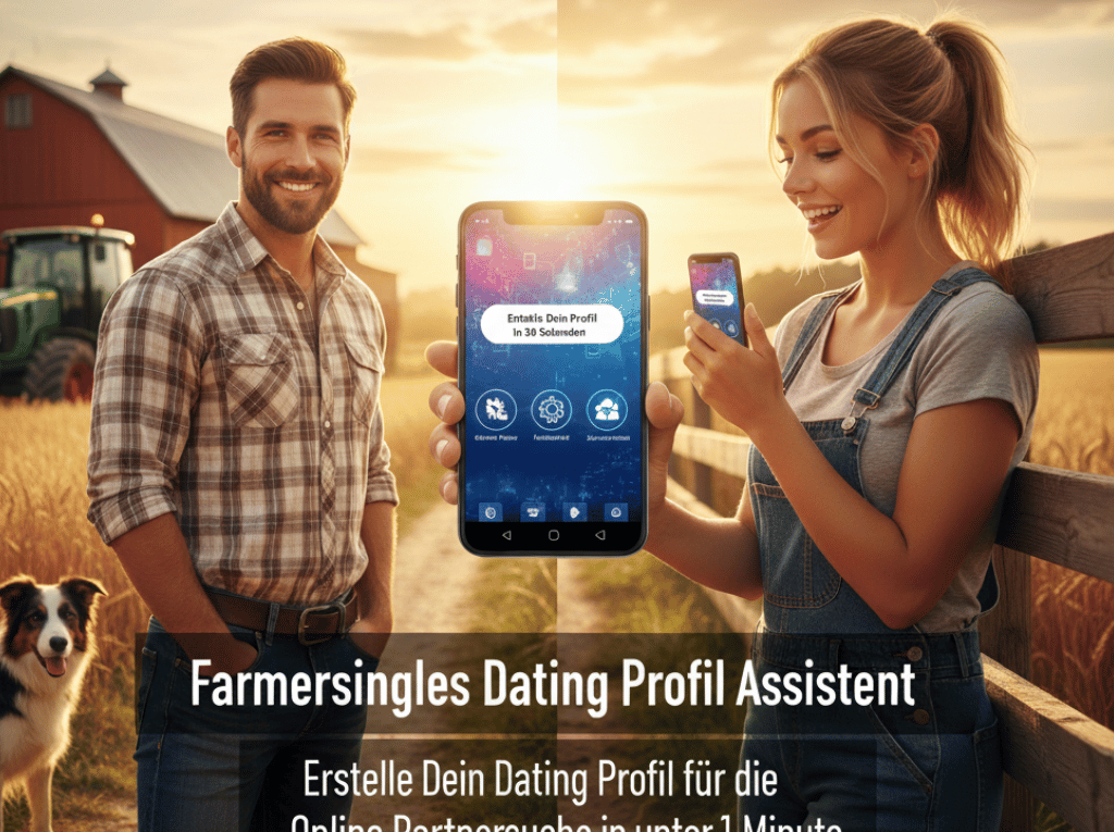 Der Dating Profil Assistent für die Online Parntersuche in unter 1 Minutest der erste Schritt zum Glück bei der Partnersuche für Landwirte.