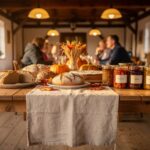 Landfrauen bei einem gemütlichen Treffen im Dorfgemeinschaftshaus mit selbstgebackenem Brot und Kuchen