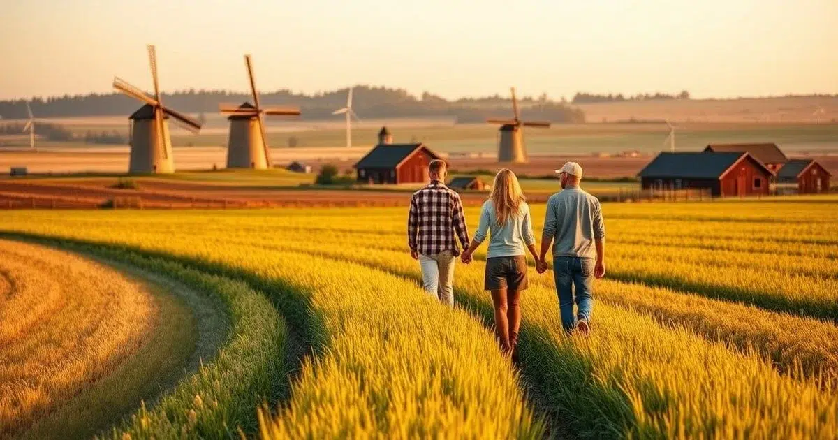 Bauernpaar in Niedersachsen beim Spaziergang auf dem Feld — Landwirt Singles kennenlernen