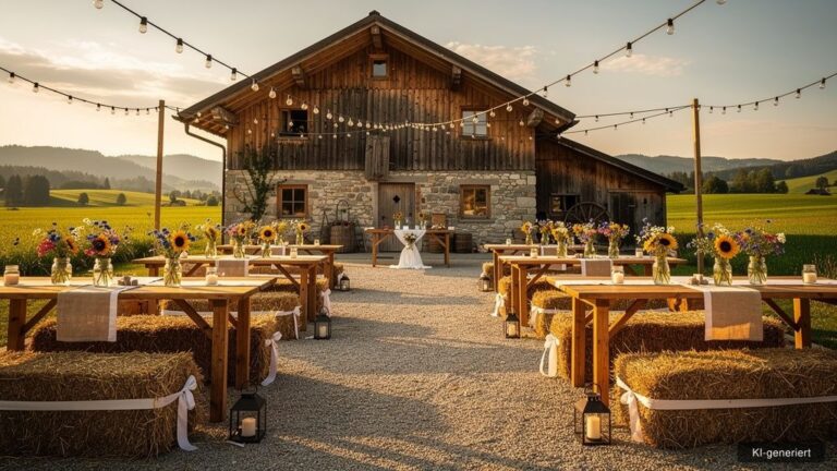 Bauernhof mit Hochzeitsdekoration in Niederösterreich – KI-generiertes Symbolbild