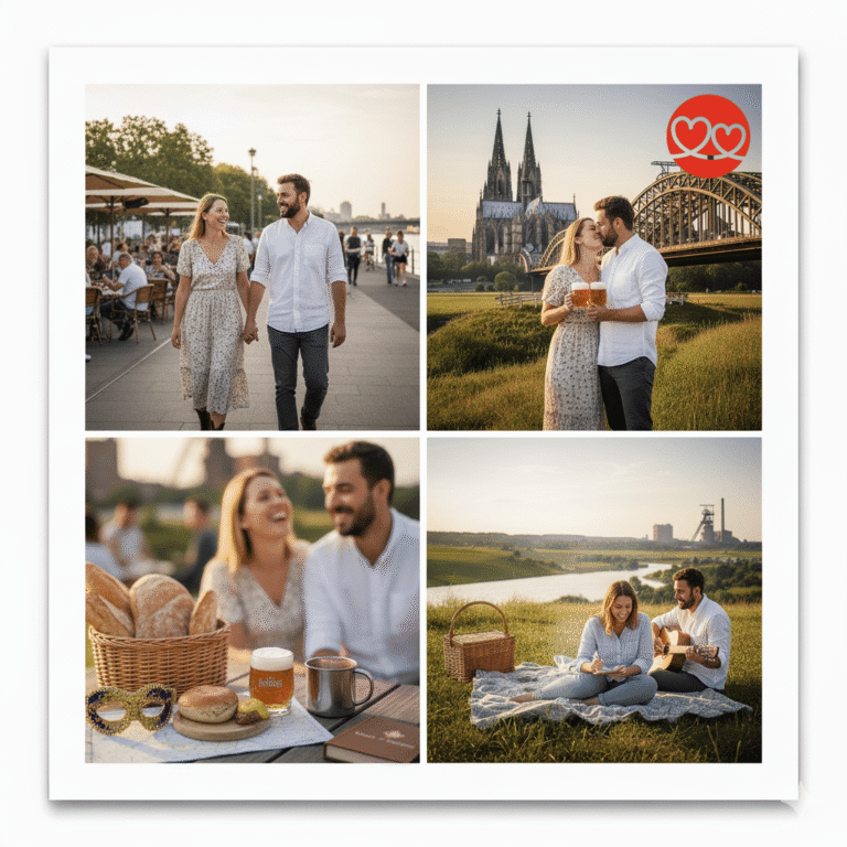 Dein Guide für die Partnersuche im Rheinland! Entdecke Date-Ideen in Köln & Düsseldorf und Tipps für Singles vom Land zwischen Karneval und Natur.