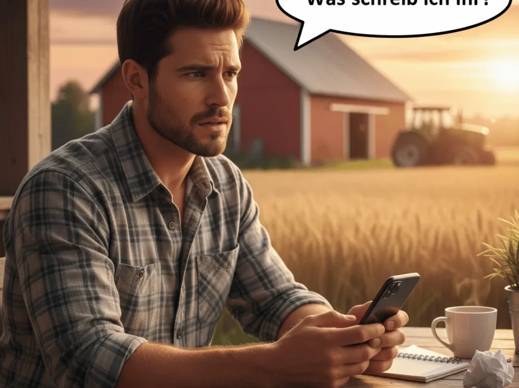 Die erste Nachricht, kommt: Was schreibt man einer Bäuerin, die einem gefällt? hier erfähren Sie wie sie reagieren