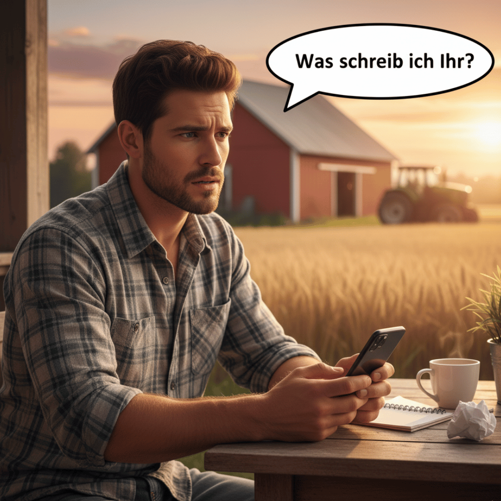 Die erste Nachricht, kommt: Was schreibt man einer Bäuerin, die einem gefällt? hier erfähren Sie wie sie reagieren