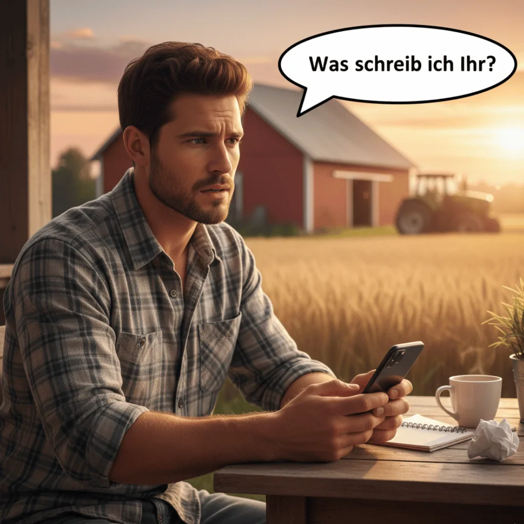 Was schreibt man einer Bäuerin, die einem gefällt? Die erste Nachricht! | Die erste Nachricht, kommt: Was schreibt man einer Bäuerin, die einem gefällt? hier erfähren Sie wie sie reagieren